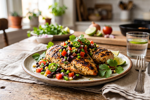Grilled Chicken with Black Bean Salsa